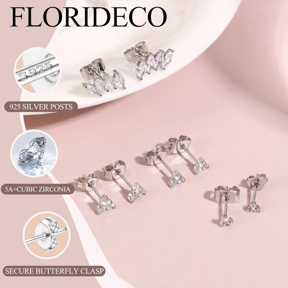 Comfortable Gold Plated Stud Earring Set for Multiple Piercings - Hypoallergenic - Picture 3 of 7